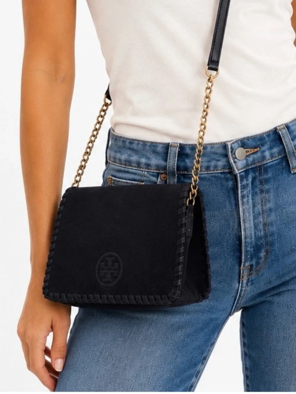 Tory Burch Marion Suede Combo Crossbody Bag | Midnight Blue/Dark Navy